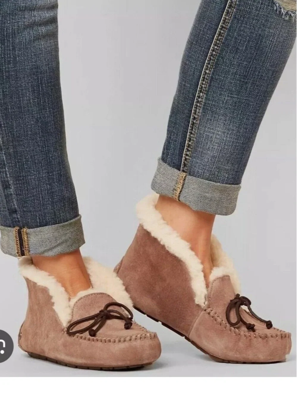 UGG Alena Slipper chestnut suede moccasins booties fur women’s 6